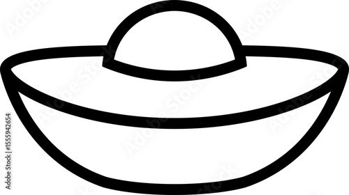 Simple shape Chinese gold ingot outline icon vector isolated.
Gold Ingot yuanbao thick line.
Transparent background. svg.