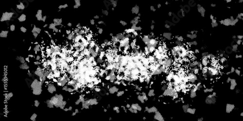 Snowflakes on dark background. white icy snowflakes isolated on black background, natural background. white crystalline powder on a black background. sugar dust. texture, pattern and clipping.
