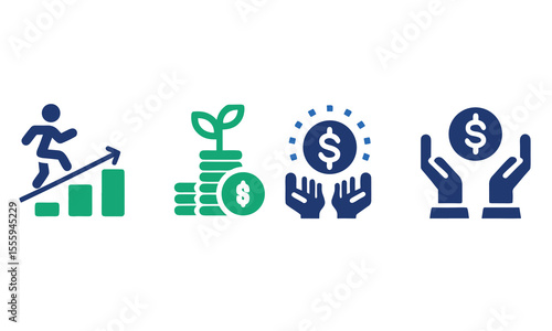 investment set icon vector