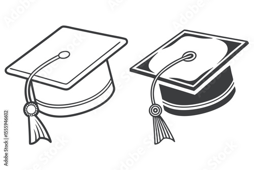 Graduation cap icon. line and glyph version, student hat outline and filled vector sign. Academic cap linear and full pictogram. Education symbol, logo illustration.
