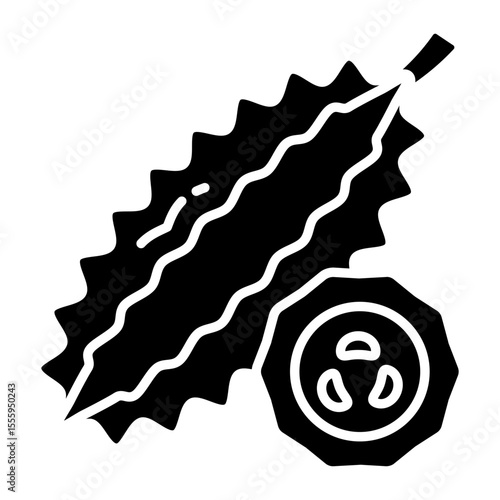 A solid design icon of bitter gourd