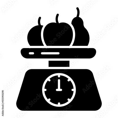 A solid design icon of fruit weighing