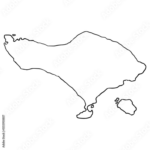 Bali island map illustration hand drawn outline vector