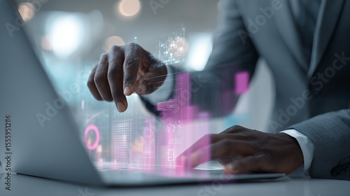 Wallpaper Mural A man is using a laptop to draw a city skyline. Concept of creativity and innovation, as the man is using technology to bring his ideas to life Torontodigital.ca