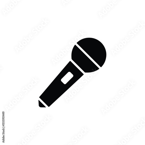 Microphone Black Silhouette Vocal Device Audio Equipment on Transparent Background