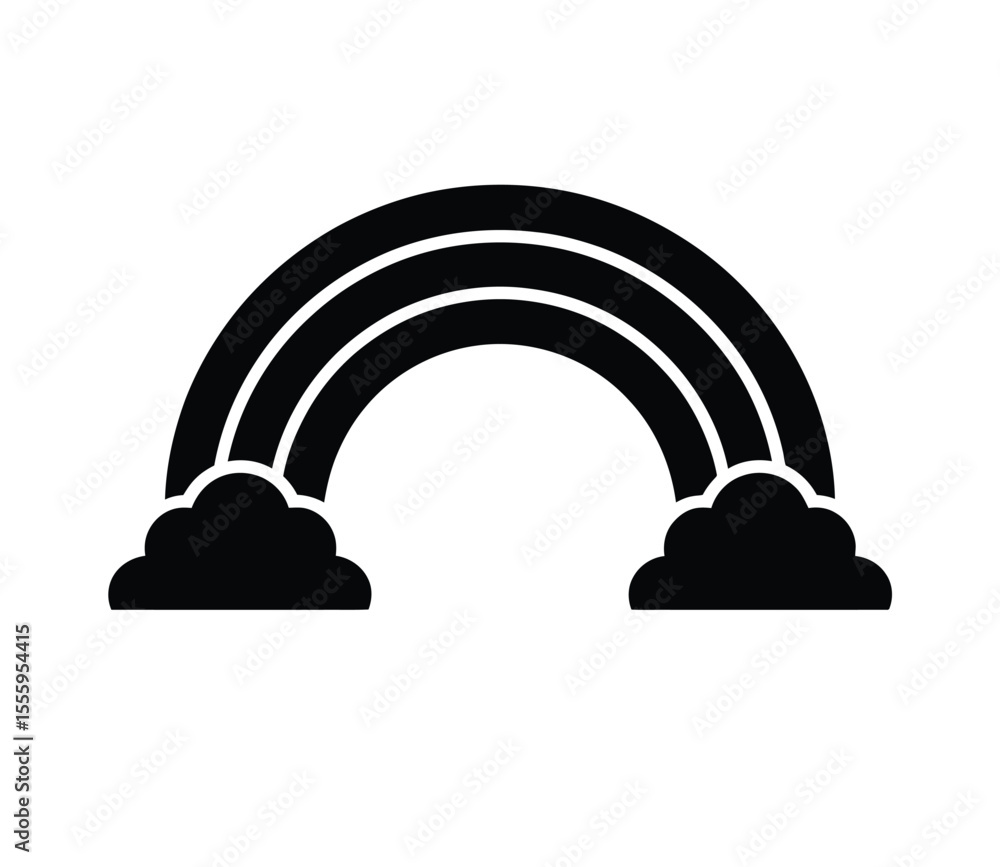 Fototapeta premium A minimalist black and white illustration of a double rainbow with two parallel curved lines forming the rainbow arcs