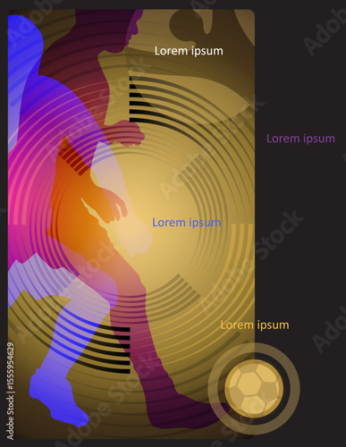 Abstract sports winners, congratulations on gold rays gradient background, modern design with glow wavy lines, dynamic fluid elements and shapes frames for soccer brochure cover luxury banner template