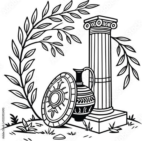 Ancient Greek island column vector illustration design