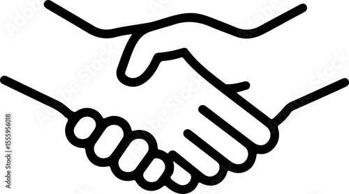 Simple black outline icon of two hands shaking in agreement or partnership