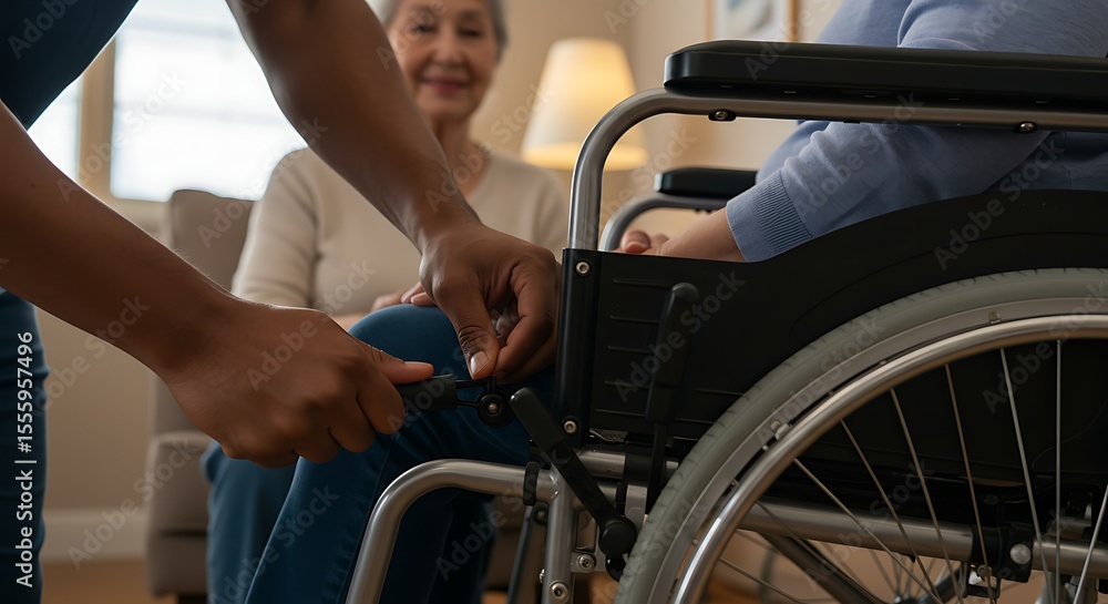 Obraz premium Supportive Hands Working Together to Maintain Mobility Aid