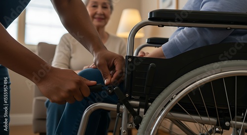 Supportive Hands Working Together to Maintain Mobility Aid