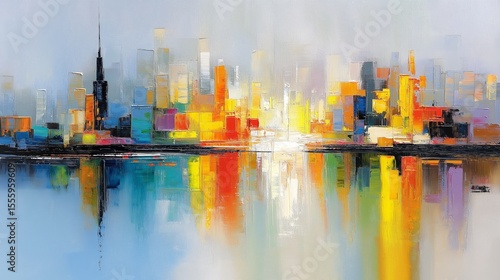 Abstract oil painting with light pastel colors, oil on canvas white, marine blue and amber orange, wallpaper, background, use of palette knives, realistic hyper-detail