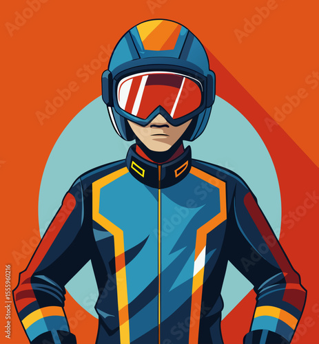 vector illustration of a man wearing cycling helmet