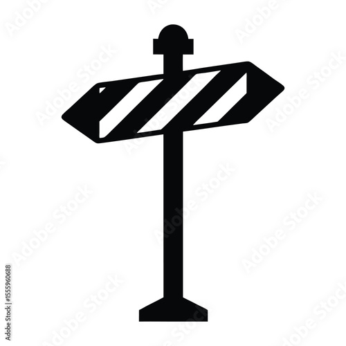 North pole signpost silhouette with striped pole indicating directions to santa s workshop and winter destinations