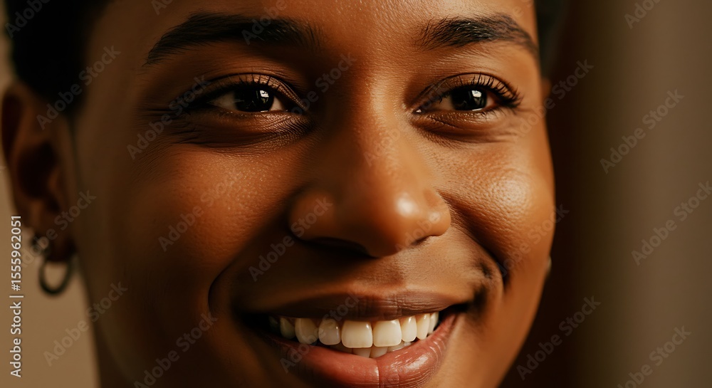 Genuine Happiness: Close-Up of an African American Woman Laughing Genuine Happiness: Close-Up of an African American Woman Laughing