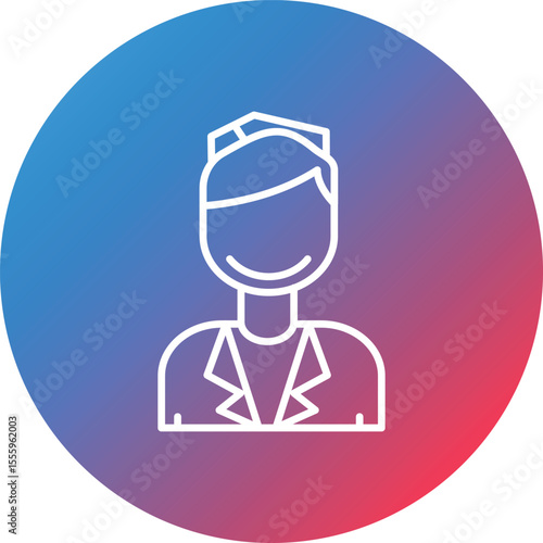 Air Hostess Line Gradient Circle Background Icon