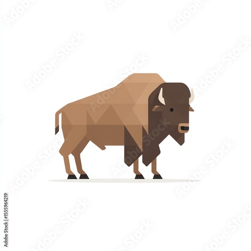 Majestic Bison in Geometric Style A Low-Poly Animal Illustration