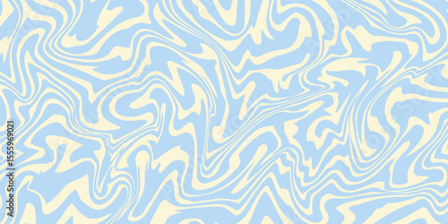 A minimal wavy abstract background with pastel blue and cream colors, inspired by 60s and 70s retro style.Vector illustration.