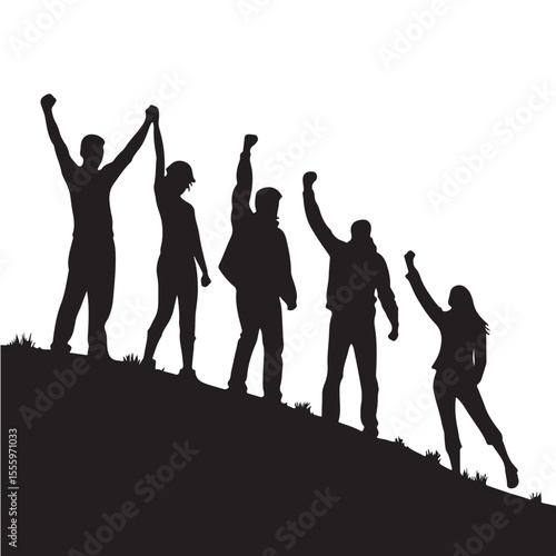 Group of people a mountain enjoy adventure vector silhouette