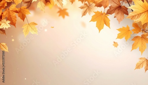 Autumn leaves falling natural setting digital art background warm tones close-up view seasonal change inspiration