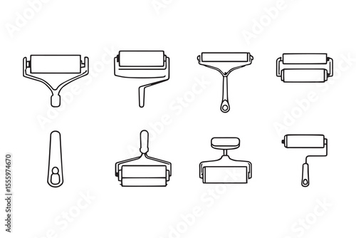 Lint roller line art and black color