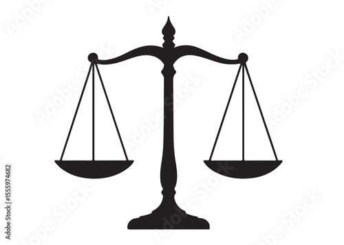 justice scales lady logo silhouette vector, lady justice logo icon silhouette, woman holding scales of justice silhouette lady lawyer logo design vector illustration silhouette on a white background