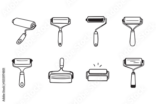 Lint roller line art and black color
