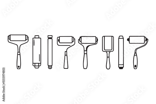 Lint roller line art and black color