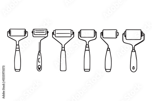 Lint roller line art and black color