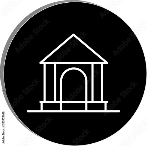 Monochrome Building Icon: A minimalist outline of a stately building, rendered in stark lines on a black background, suggesting themes of history, culture, or institutional presence.