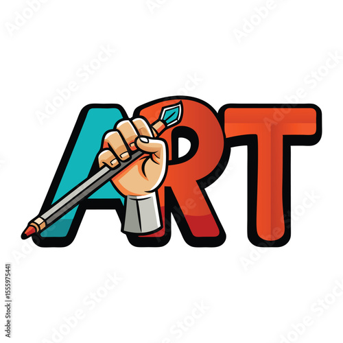 Creative "Art" Logo with Hand Holding Paintbrush
