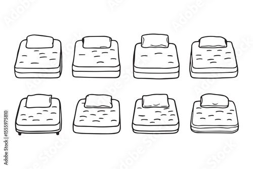 Mattress line art and black color
