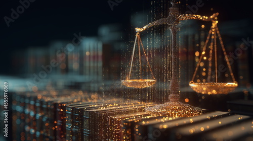 Balancing scales symbolizing justice in digital 