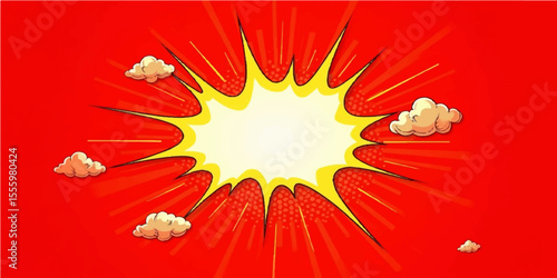 Superhero Explosion Pop Background with Comic Boom and Bright Flash Effects

