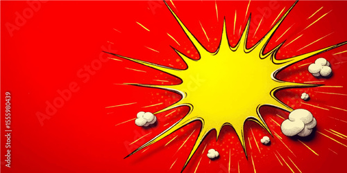 Superhero Explosion Pop Background with Comic Boom and Bright Flash Effects


