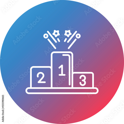 Winner Podium Line Gradient Circle Background Icon