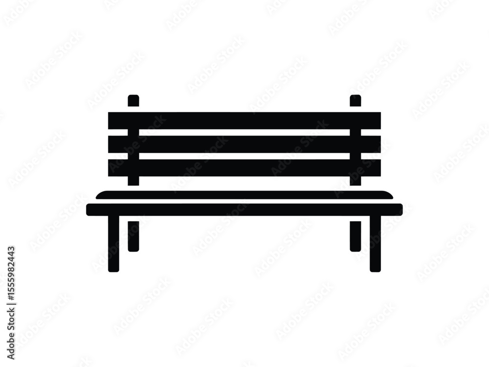 A minimalist black and white Silhouette of a park bench A minimalist black and white Silhouette of a park bench
