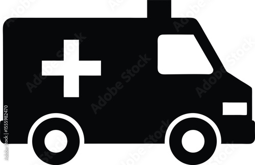 Ambulance Icon Vector, Ambulance Silhouette styel