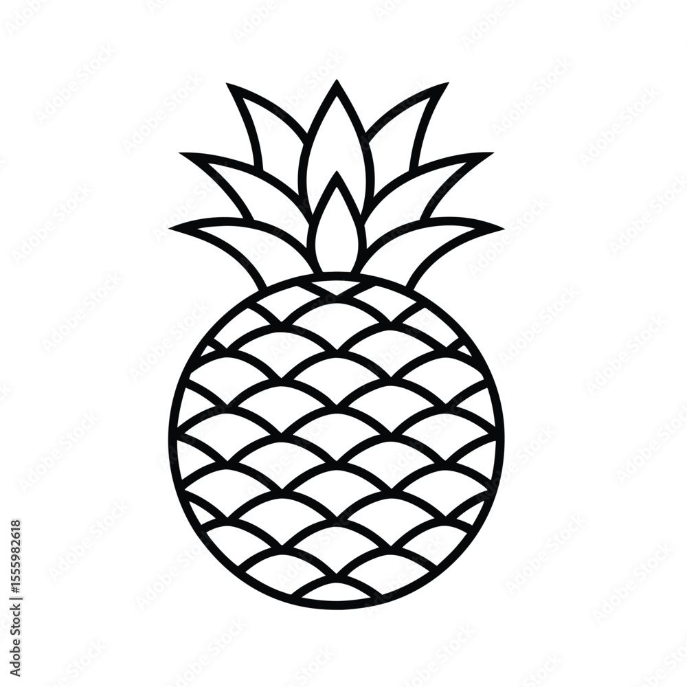 Obraz premium Pineapple outline vector icon. Pineapple fruit icon vector illustration