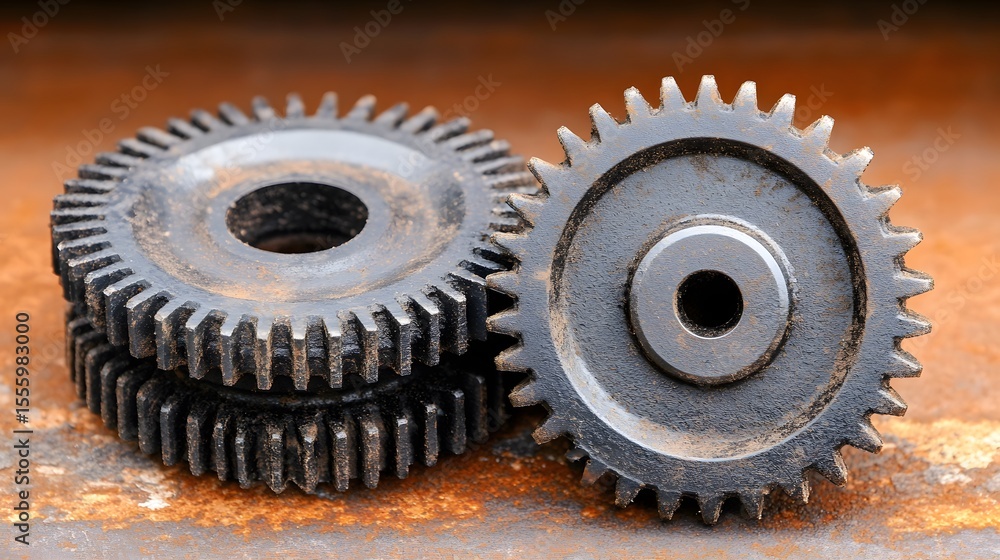 Rusty Metal Gears Industrial Machine Parts Closeup Rusty Metal Gears Industrial Machine Parts Closeup