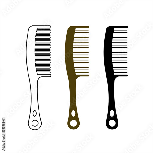 Comb Icon Set – Outline, Color, and Solid Style
