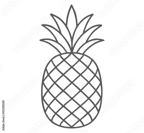 Gray outline of a pineapple with spiky leaves fruit