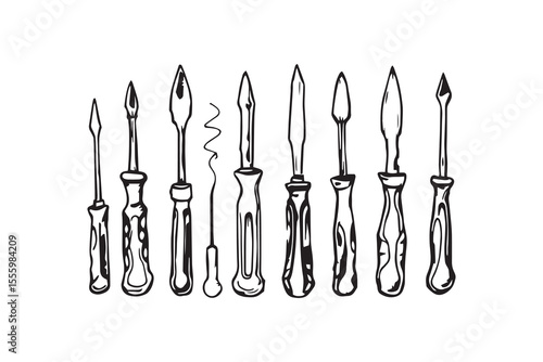 Screwdriver line art and black color