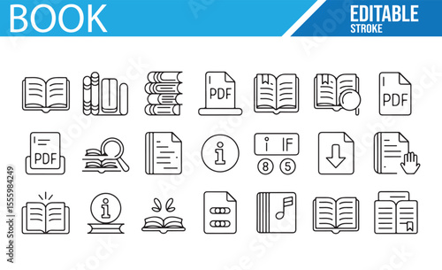 Set of Book Icons for Digital Use