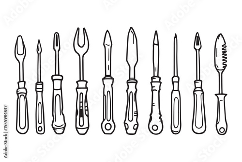Screwdriver line art and black color