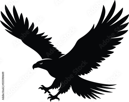 Flying Bald Eagle Silhouette vector, A Bald Eagle icon illustration