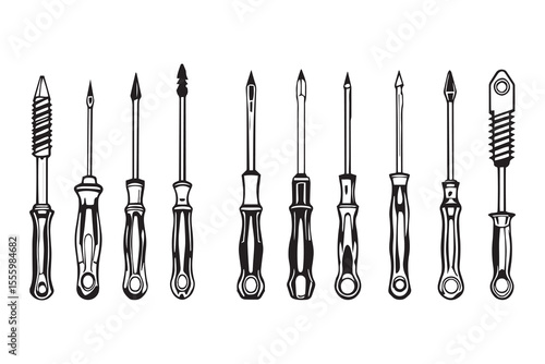 Screwdriver line art and black color