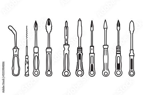 Screwdriver line art and black color