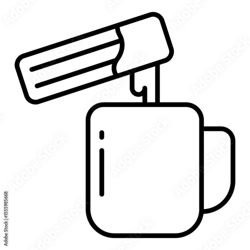 A cup of hot tea with snack, icon of dip biscuit