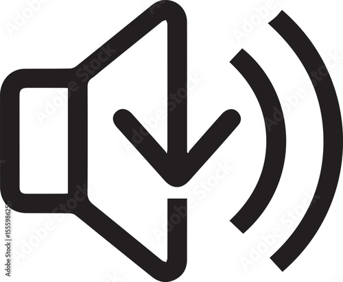 "Volume Down Icon with Speaker and Downward Arrow"